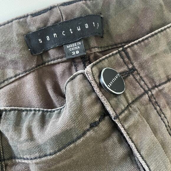 Sanctuary Camo Straight Leg Pants Pockets Green Army Size Womens 28 - Picture 4 of 10